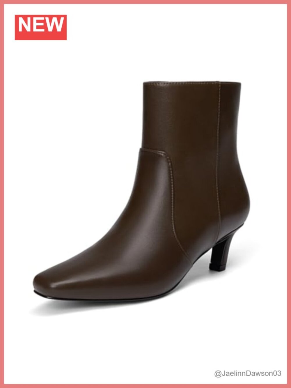 Faux Leather Square Toe Ankle Boots with Side Zipper